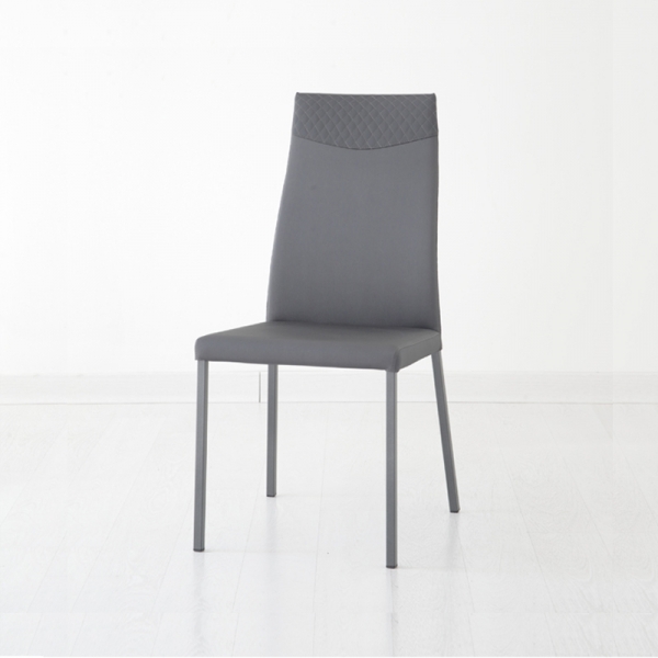 chaise matelassée contemporaine grise de salle à manger - 2