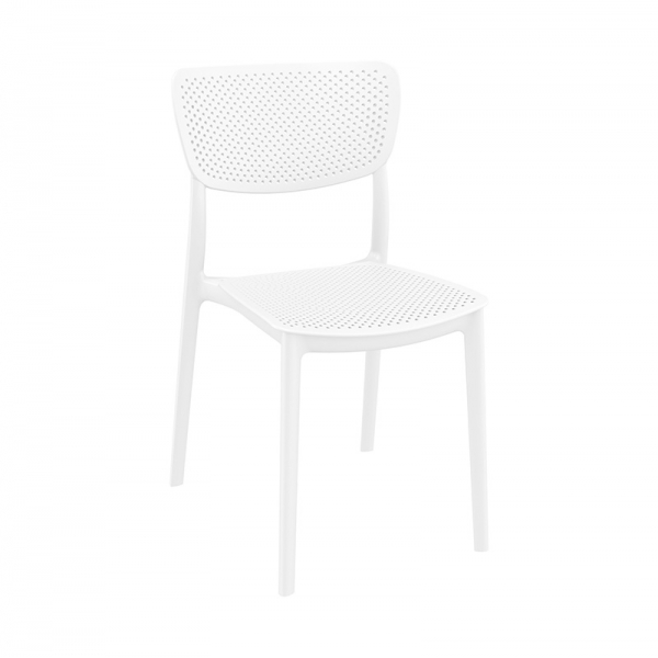 Chaise de terrasse en plastique blanc micro perforé - Lucy - 7