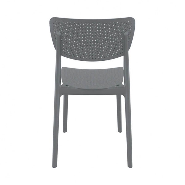 Chaise en plastique micro perforé gris pour jardin - Lucy - 15