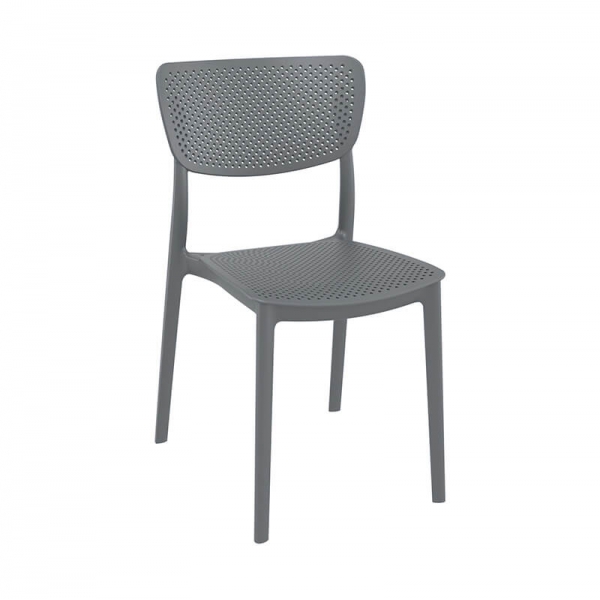 Chaise de jardin ajourée en polypropylène micro perforé gris - Lucy - 13