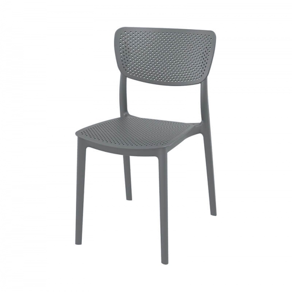 Chaise de terrasse ajourée gris en plastique micro perforé - Lucy - 14