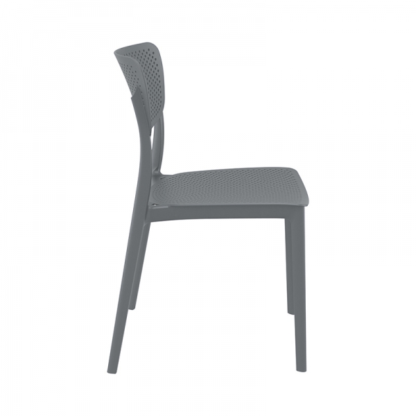 Chaise de jardin en plastique gris empilable - Lucy - 18