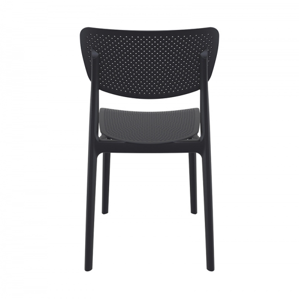 Chaise d'extérieur en plastique noir micro perforé empilable - Lucy - 21