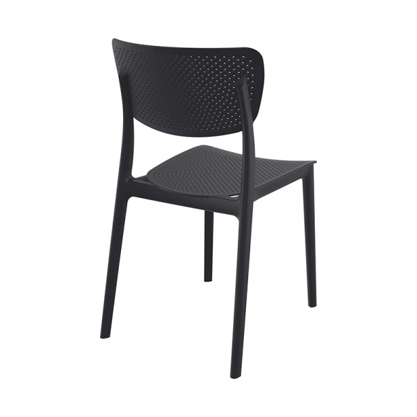 Chaise de terrasse empilable micro perforée noire - Lucy - 22