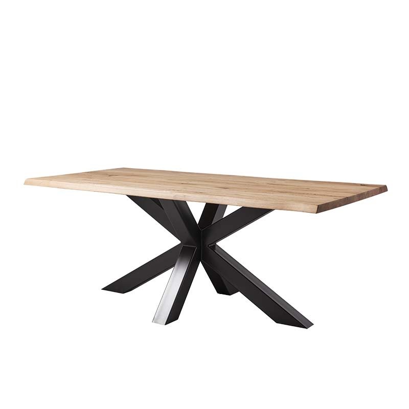 Table rectangulaire industrielle en bois massif et pieds mikado