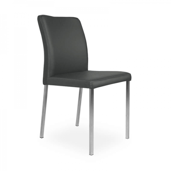 Chaise contemporaine de cuisine grise pieds métal - Hana - 3