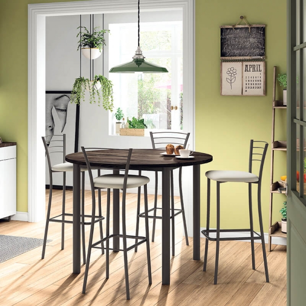 Table snack de cuisine ronde extensible en stratifié - Lustra - 5