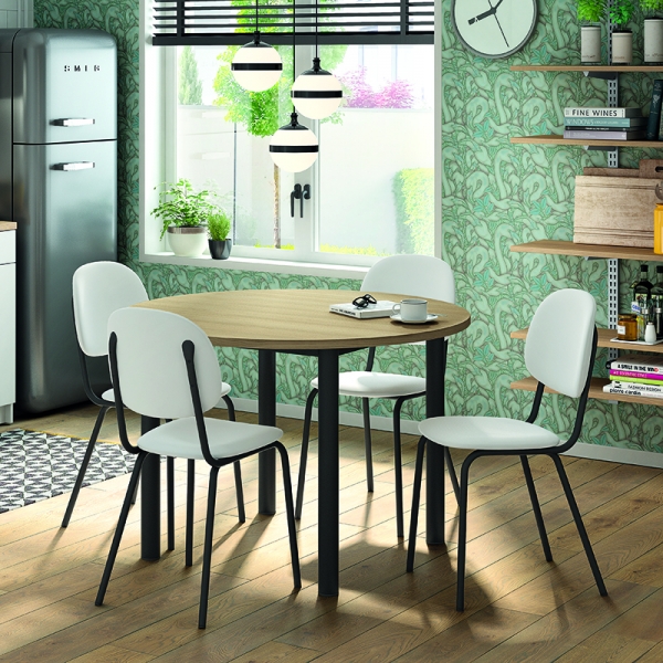 Table de cuisine ronde extensible en stratifié - Lustra - 1