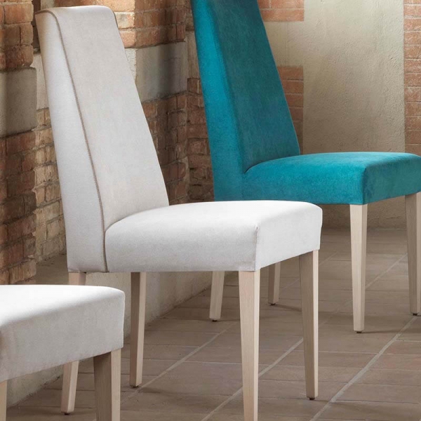 Chaise contemporaine en tissu blanc assise rembourrée - Mila - 3