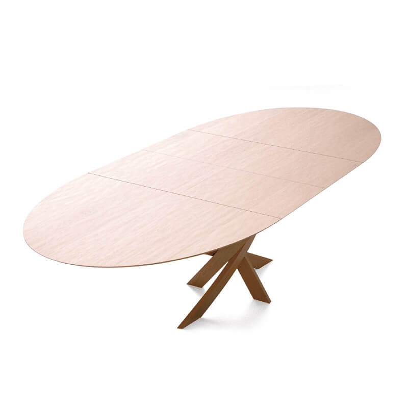 Table design extensible ovale fabrication française en bois avec pied  central - Elliptica