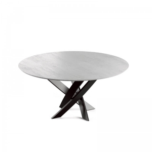 Table ronde design pied central de fabrication française en céramique - Elliptica