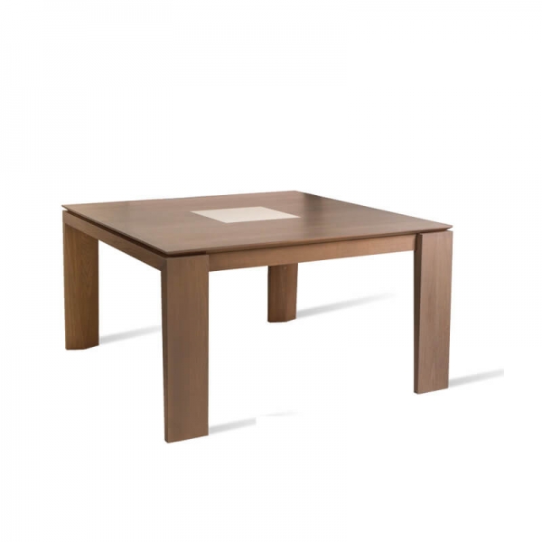 Table carrée extensible en bois avec motif céramique - Bakou 