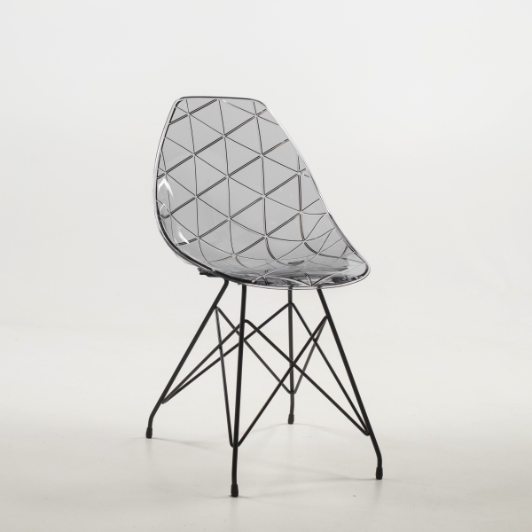 Chaise design transparente avec pieds eiffel noirs - Prisma - 15