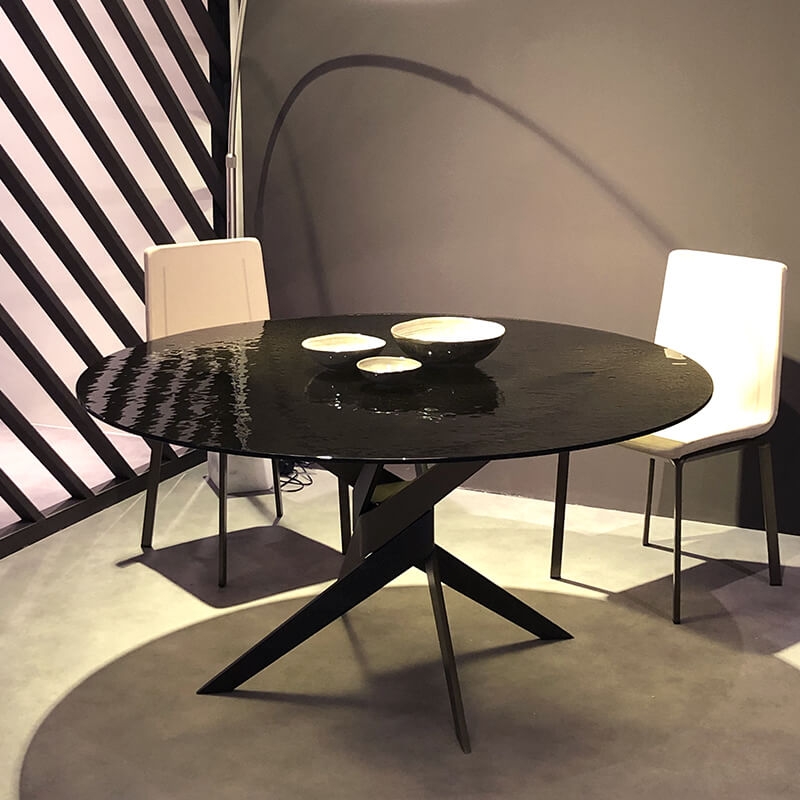  Table  ronde en verre design  italien  pied central Vertigo 