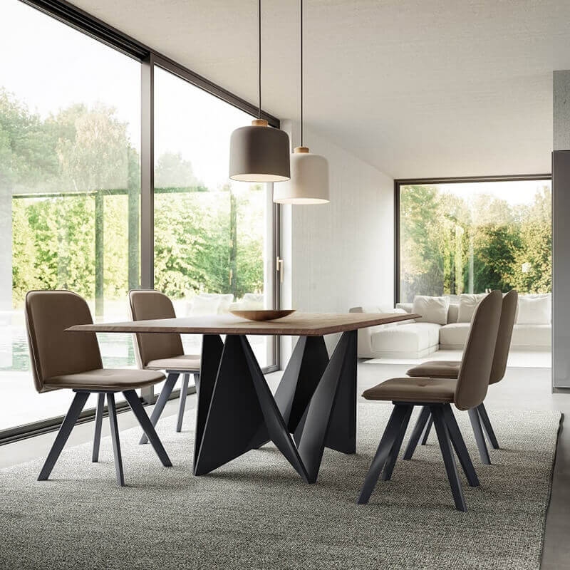  Table design italien  rectangulaire plateau bois pied 