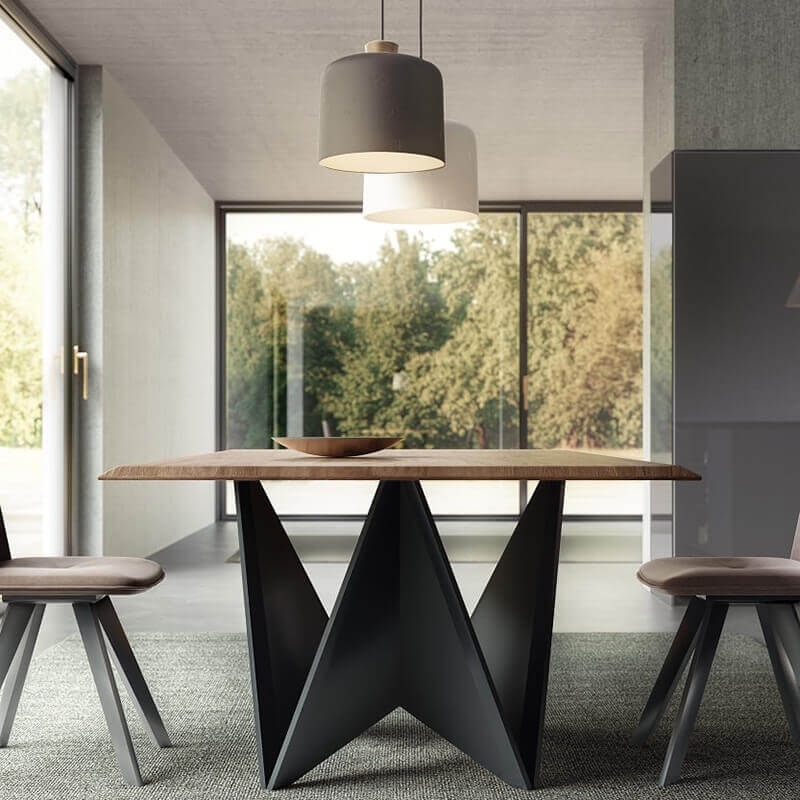  Table design italien  rectangulaire plateau bois pied 