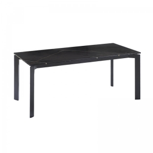 Table en marbre noir rectangulaire piétement métal - Aneth