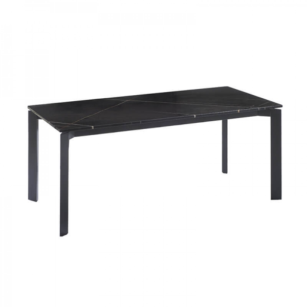 Table en marbre noir rectangulaire piétement métal - Aneth - 1