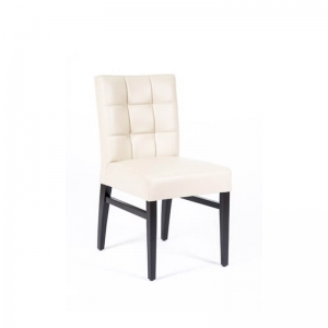 Chaise matelassée blanche avec renforts de structure en bois noir - Matias - 4