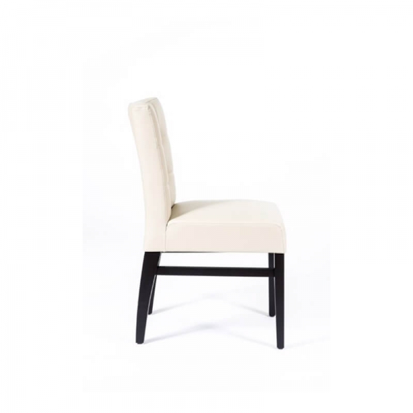 Chaise matelassée blanche avec renforts de structure en bois noir - Matias - 4 - 3