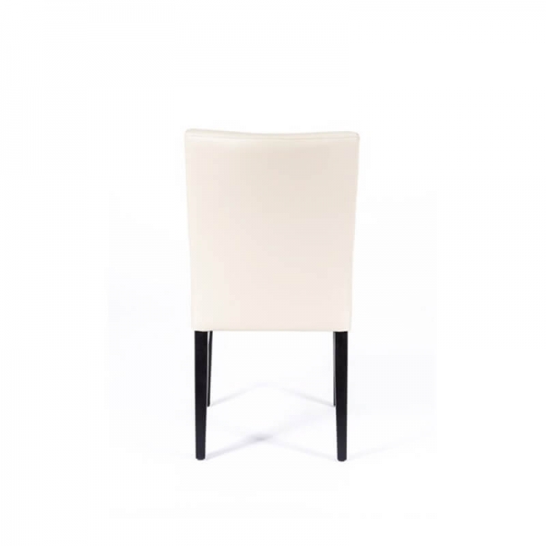 Chaise matelassée blanche avec renforts de structure en bois noir - Matias - 4 - 4