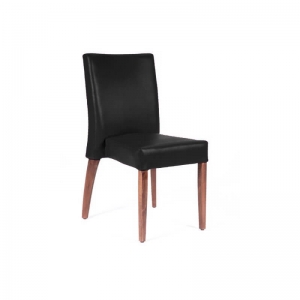 Chaise confortable empilable noire avec pieds en bois - Matias 2 stack