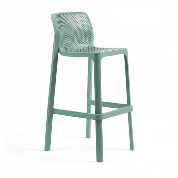 Tabouret de bar extérieur empilable en polypropylène vert salice - Net stool - 9
