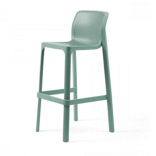 Tabouret de bar extérieur empilable en plastique vert salice - Net stool - 10