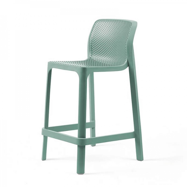 Tabouret snack extérieur empilable en plastique vert salice - Net stool mini - 21