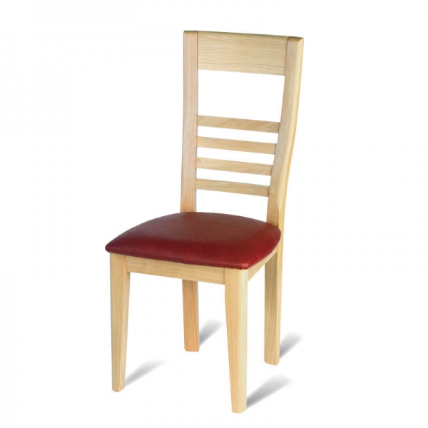 Chaise de salle à manger fabriquée en France en chêne massif rembourrée rouge - Safran - 5
