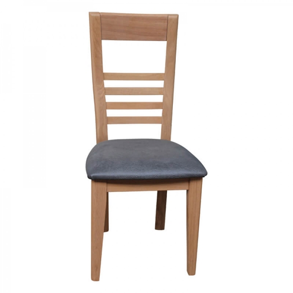 Chaise made in France en chêne massif rembourrée assise grise - Safran - 2