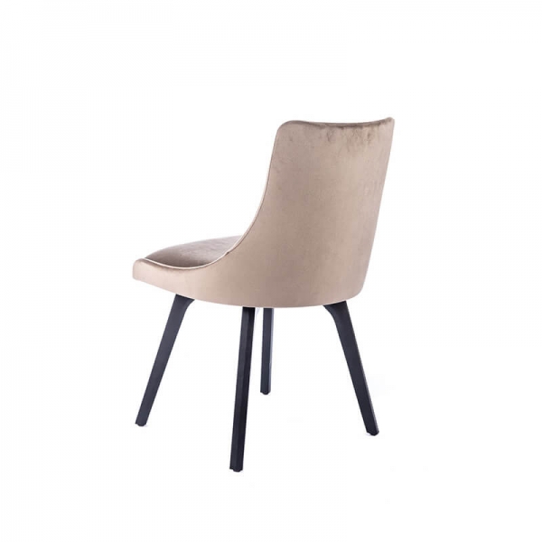 Chaise moderne confortable en tissu gris et pieds en bois noir - Lars - 5