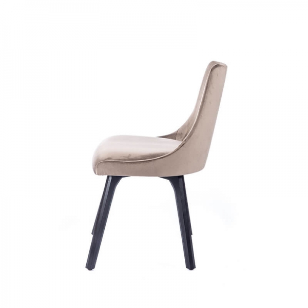 Chaise en tissu gris et pieds en bois noir - Lars - 4