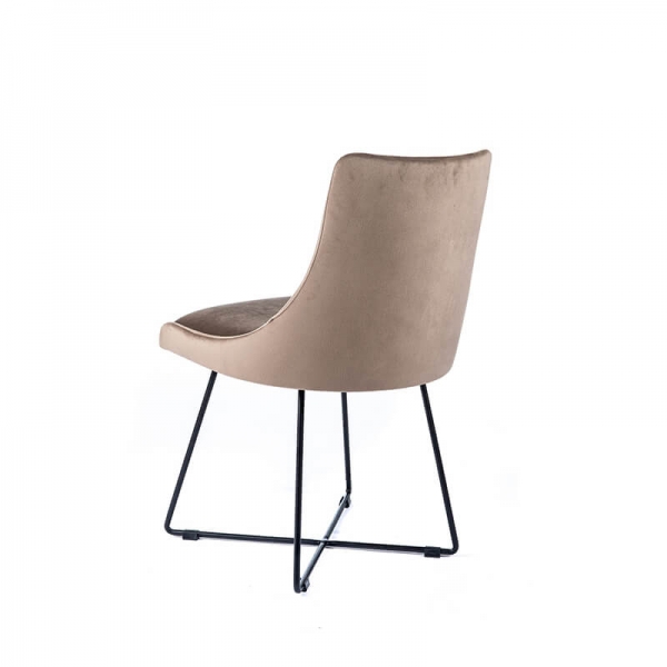 Chaise design pieds métal et tissu gris - Lars - 5