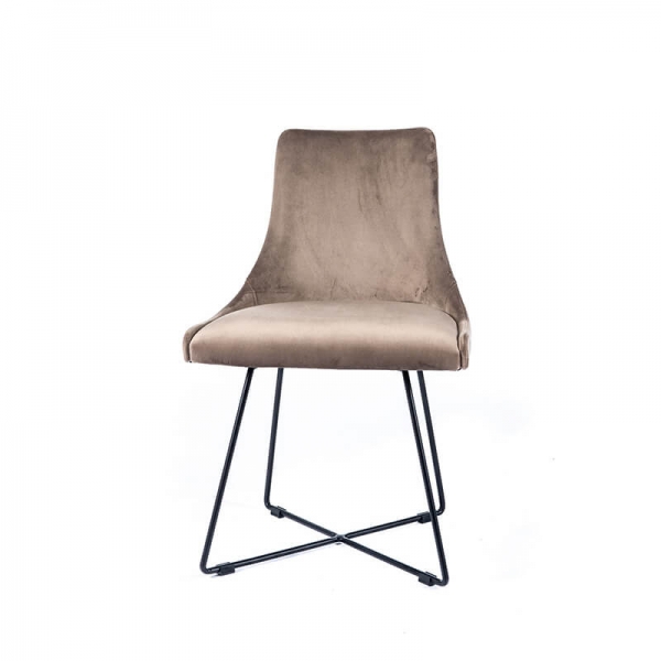 Chaise en tissu gris clair design et pieds métal noirs - Lars - 2