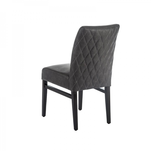 Chaise grise matelassée dans le dos style contemporain - Fritz 4 - 10