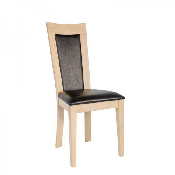 Chaise rembourrée noire structure en chêne massif style contemporain - Crocus - 1