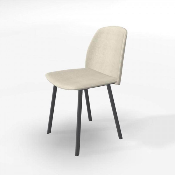 Chaise moderne en tissu beige rembourré et pieds métal - Olivia - 2