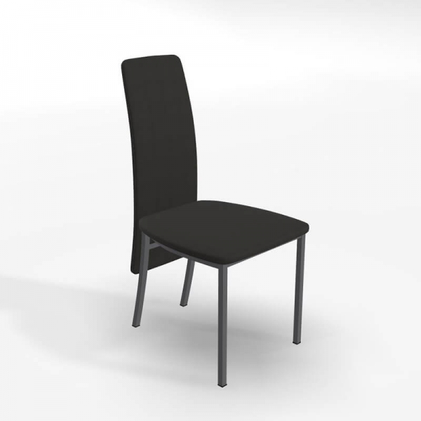  Chaise contemporaine tissu noir et pieds métal - Elyn - 1