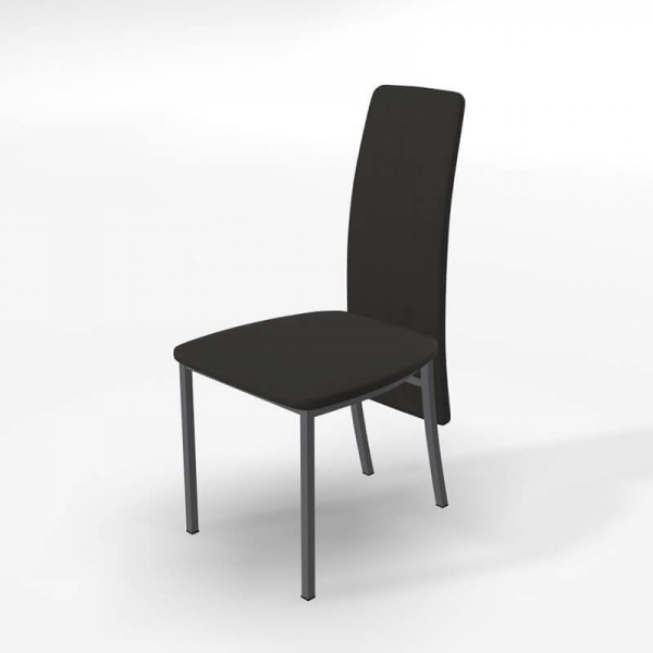  Chaise de salle à manger contemporaine tissu noir et pieds métal - Elyn - 3