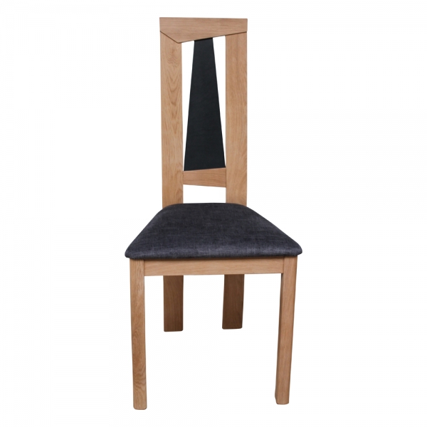 Chaise made in France dossier haut en chêne massif et assise tissu - Tower 1800G - 7
