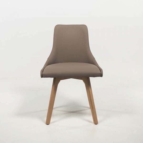 Chaise de salle à manger moderne grise pieds bois - Lars - 2