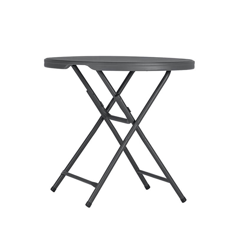 Table pliante polyéthylène ronde diamètre 150 cm - Plateau gris - Pieds  gris pas cher