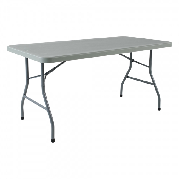 Table pliante en polyéthylène et métal gris clair - XL