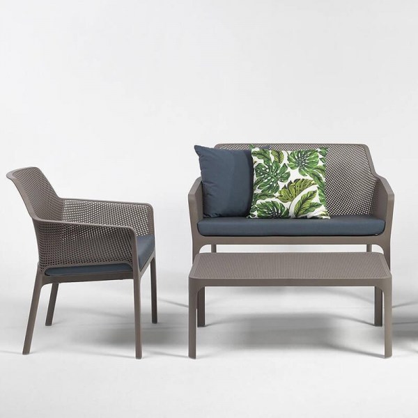 Table basse de jardin moderne avec plateau taupe micro-perforé 100 x 60 cm - Net - 16