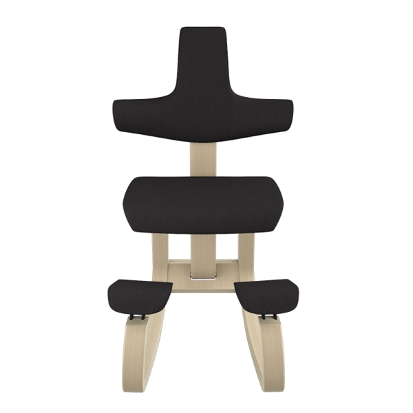Chaise de bureau ergonomique à bascule en tissu noir et bois - ThatSit Varier® - 28