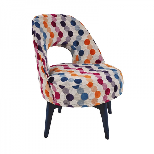 Chauffeuse française en tissu à pois multicolores assise pivotante - Hugo - 12