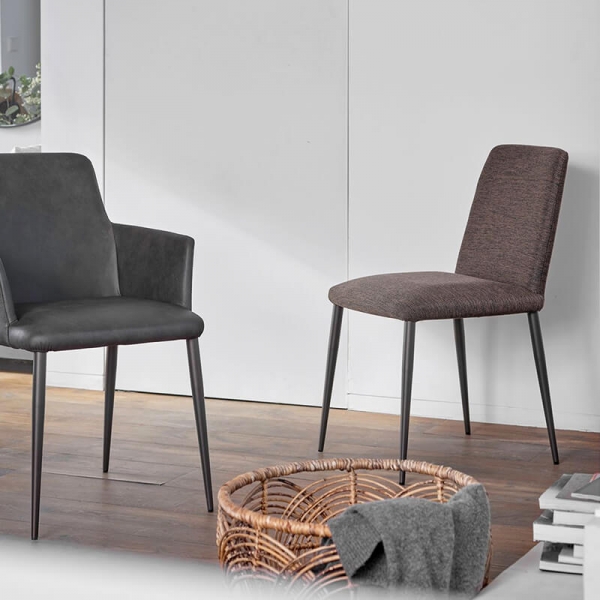 Chaise confortable de salle à manger en tissu marron - Rob Mobitec - 5