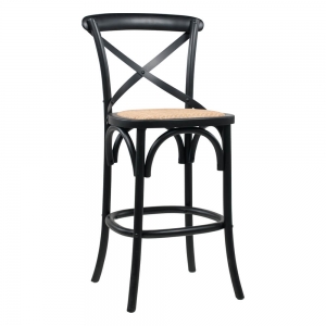 Tabouret bistrot vintage en bois noir hauteur snack - Cabaret