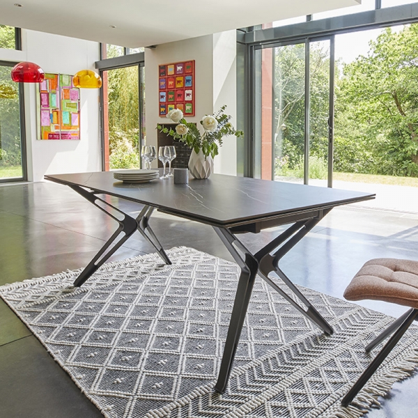 Table céramique design extensible pieds en X  - 1